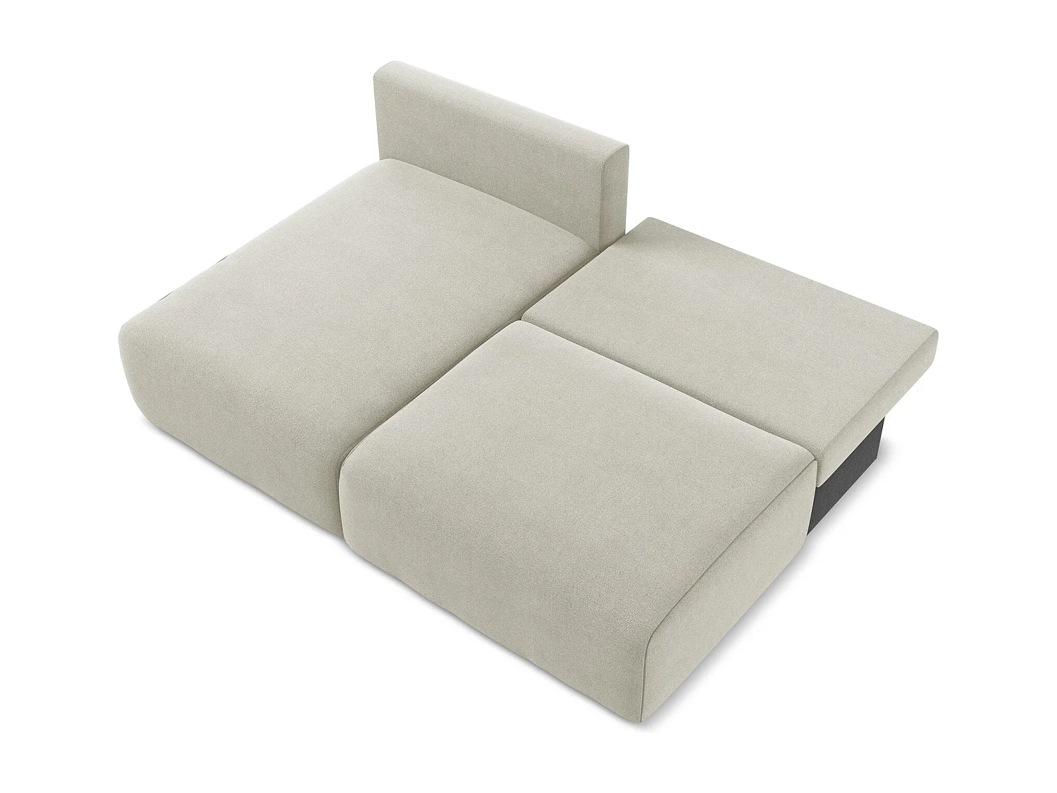 Open hoekbank links met bedfunctie van lichtbeige textuurstof - KONA