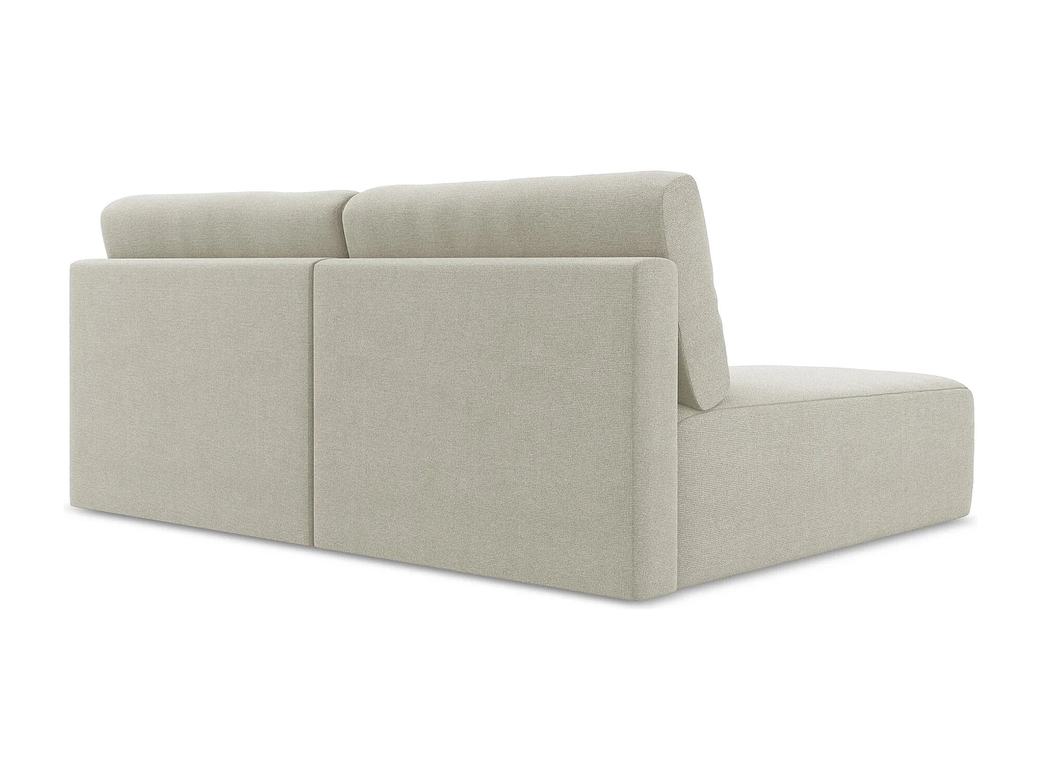 Open hoekbank links met bedfunctie van lichtbeige textuurstof - KONA