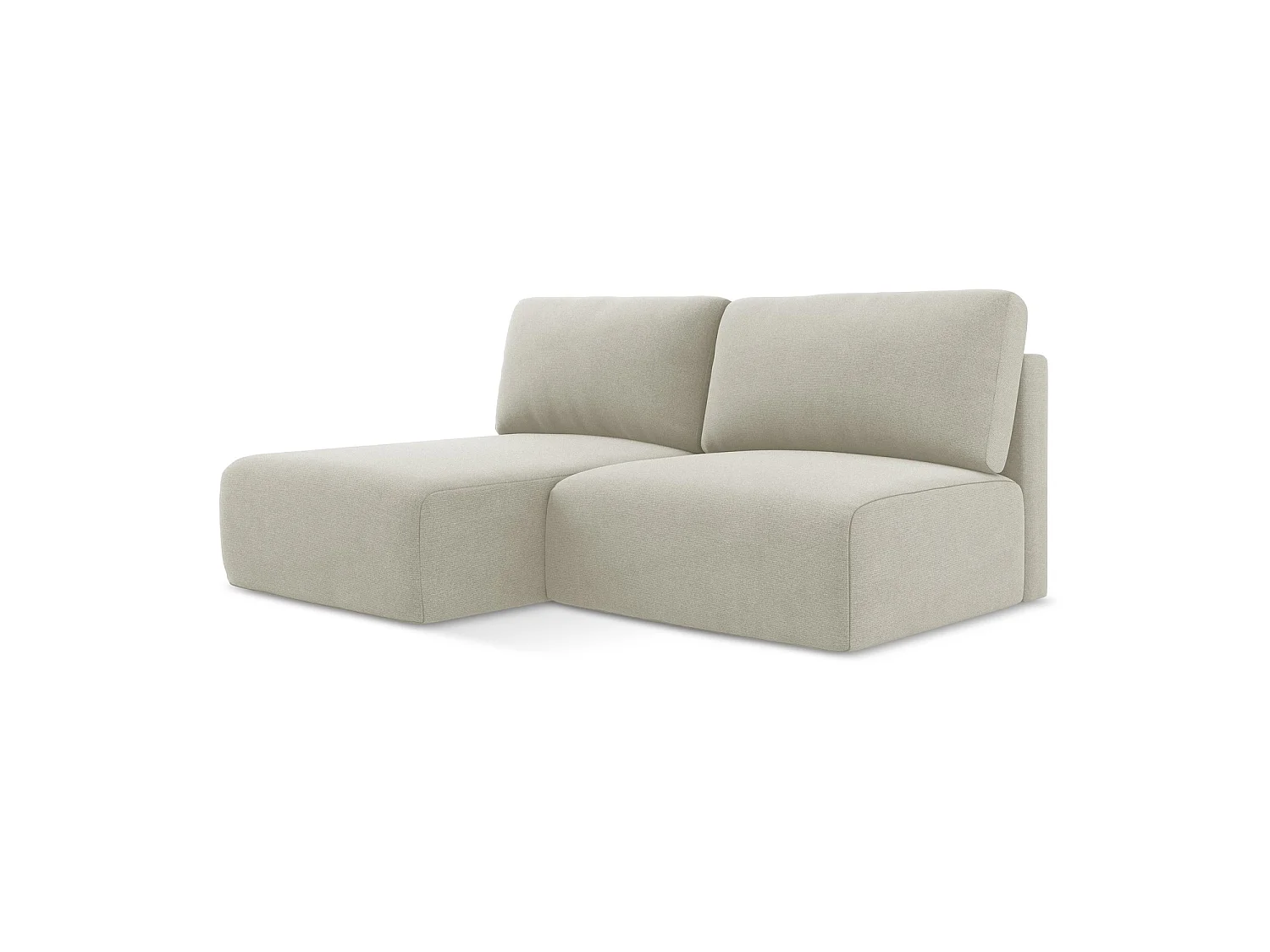 Canapé d’angle 3 places gauche convertible en tissu texturé - beige clair - OSTIA