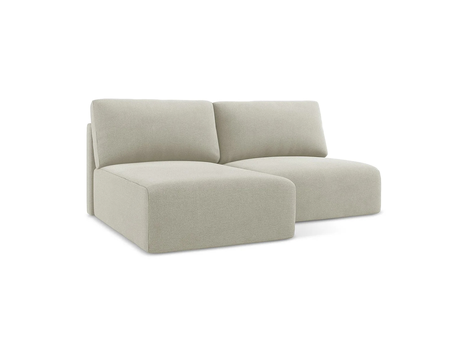 Canapé d’angle 3 places gauche convertible en tissu texturé - beige clair - OSTIA