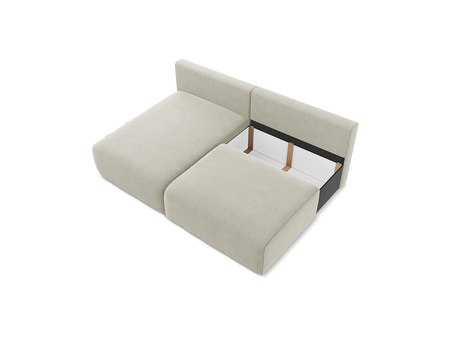 Canapé d’angle 3 places gauche convertible en tissu texturé - beige clair - OSTIA