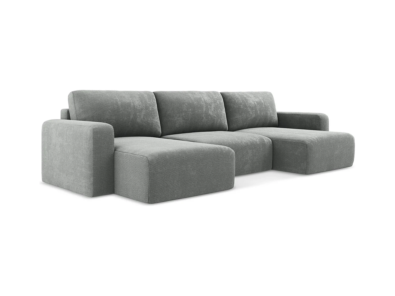 Wohnlandschaft mit Schlaffunktion - / - Chenille - Grau - KONA