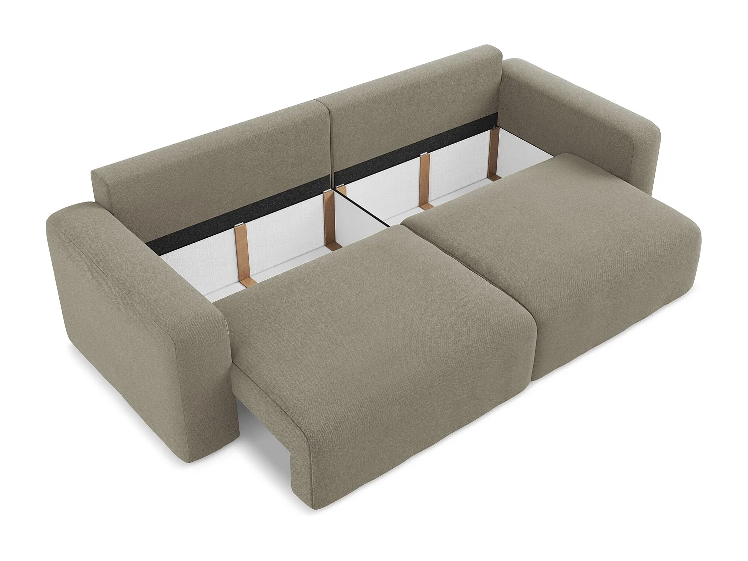 Canapé 3 places convertible en Strukturstoff - beige foncé - KONA