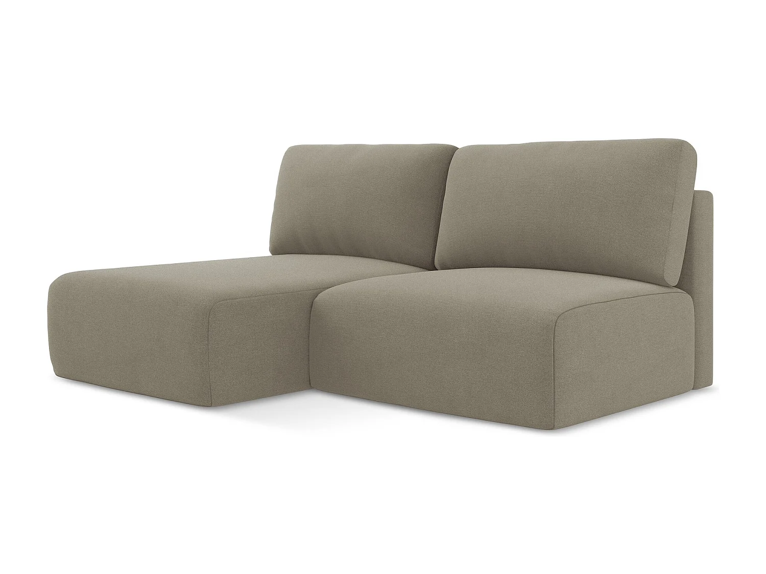 Ecksofa ohne Armlehne mit Schlaffunktion Links - Links - Strukturstoff - Dunkelbeige - KONA