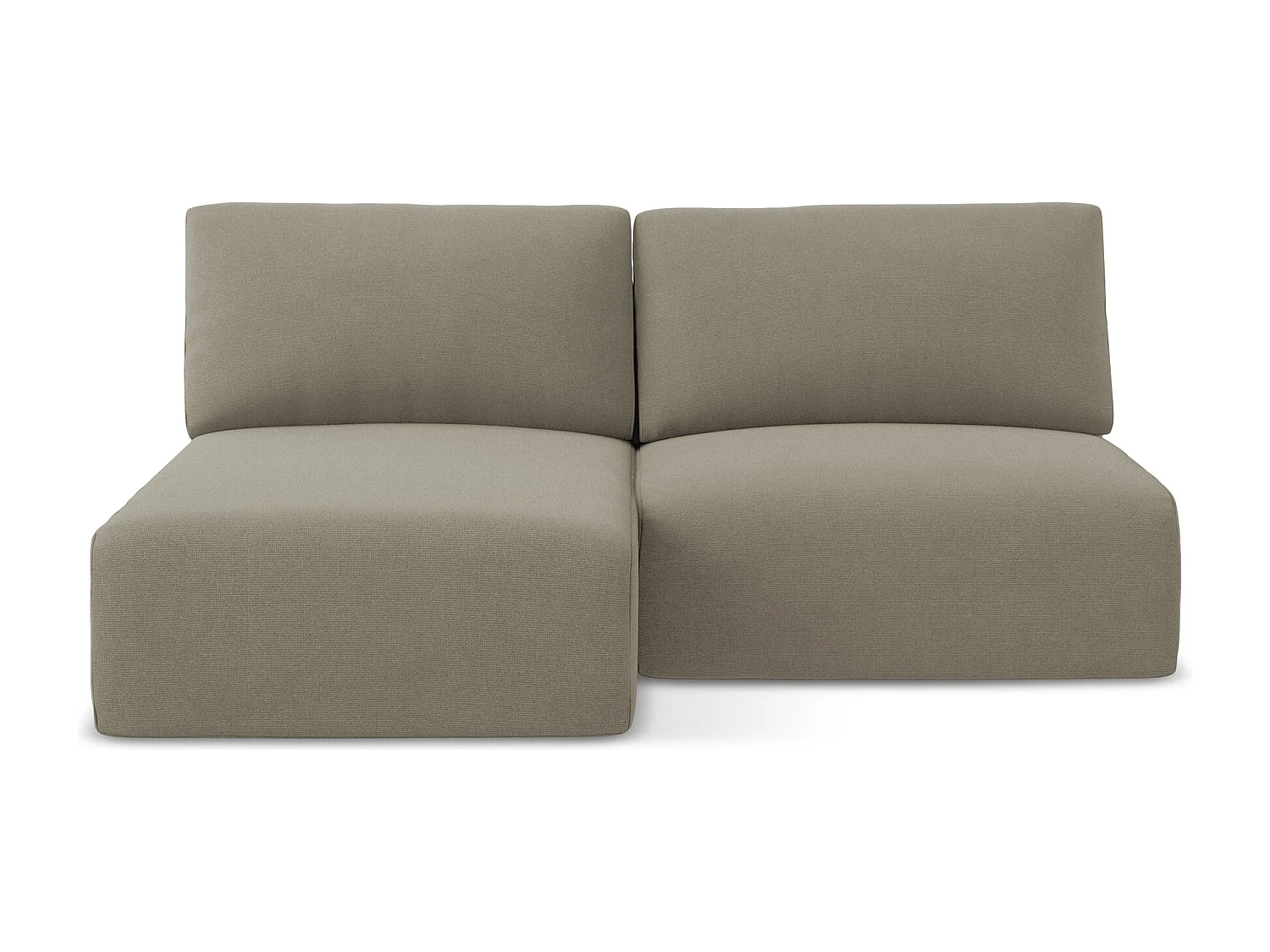 Ecksofa ohne Armlehne mit Schlaffunktion Links - Links - Strukturstoff - Dunkelbeige - KONA