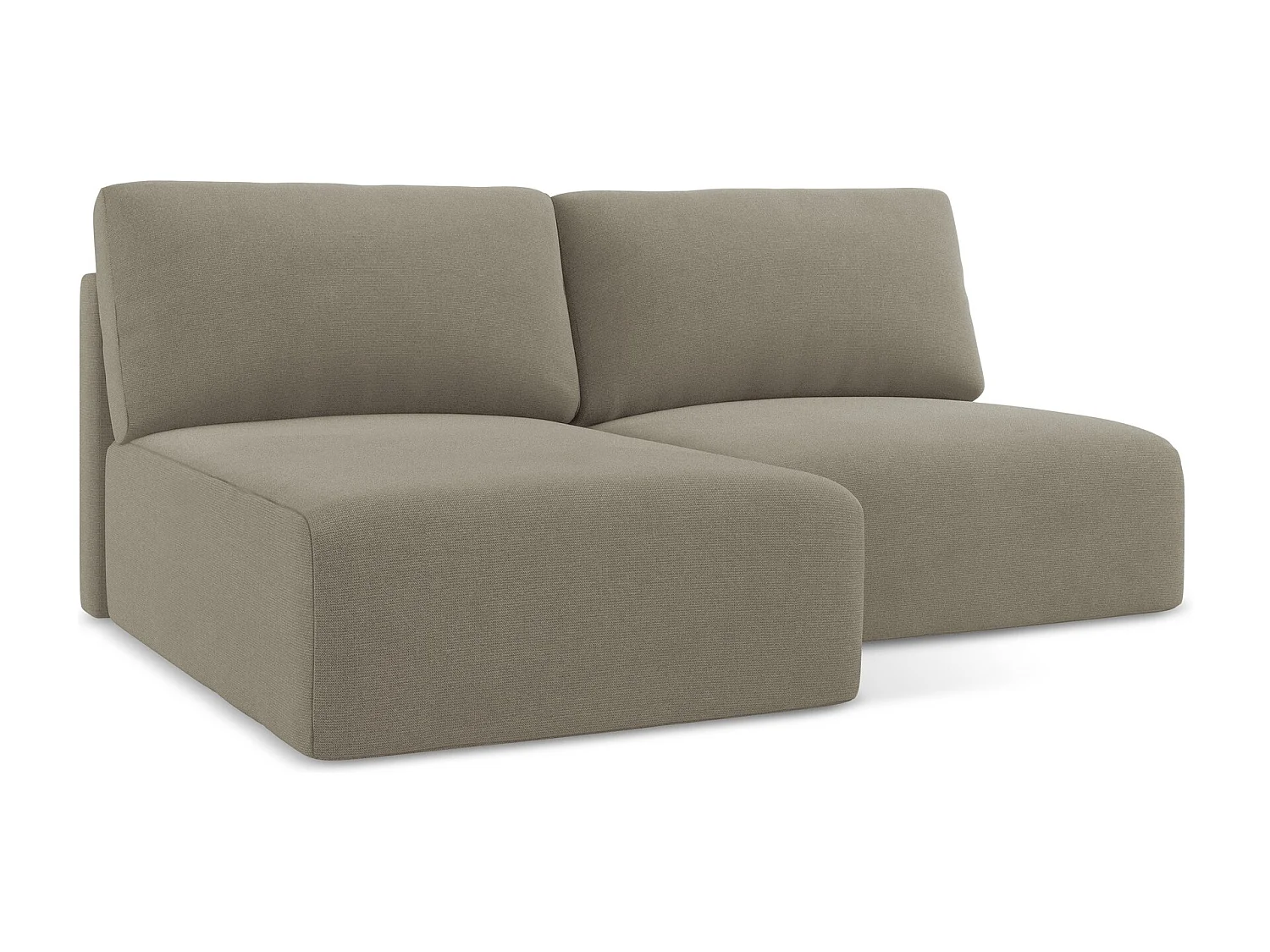 Ecksofa ohne Armlehne mit Schlaffunktion Links - Links - Strukturstoff - Dunkelbeige - KONA