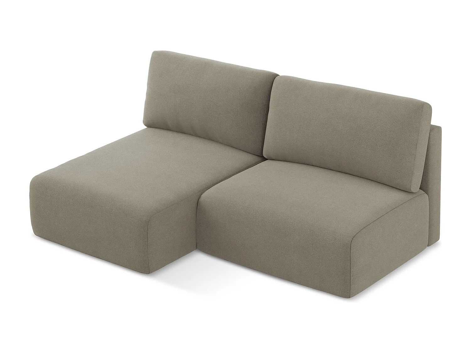 Ecksofa ohne Armlehne mit Schlaffunktion Links - Links - Strukturstoff - Dunkelbeige - KONA