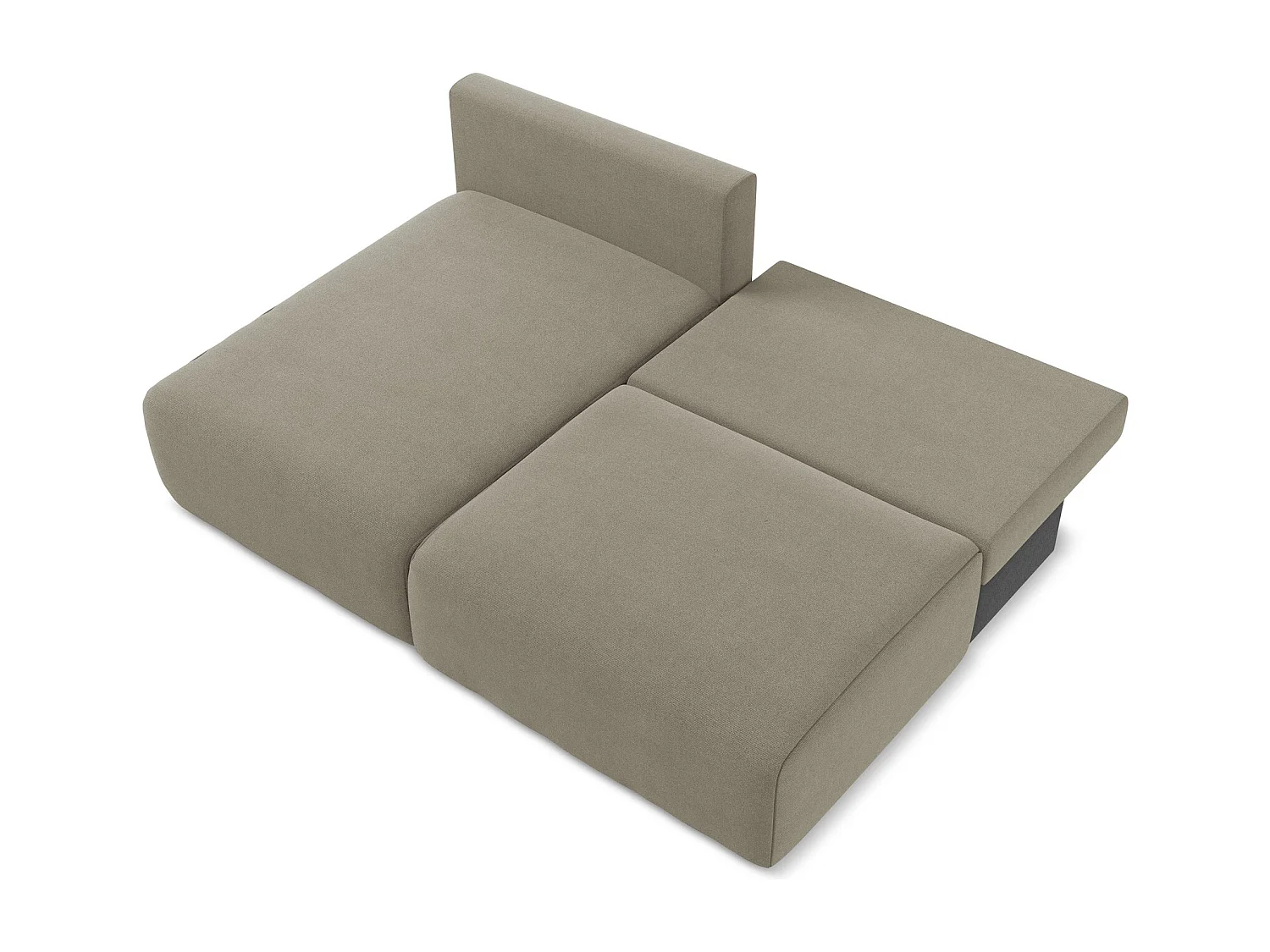 Ecksofa ohne Armlehne mit Schlaffunktion Links - Links - Strukturstoff - Dunkelbeige - KONA