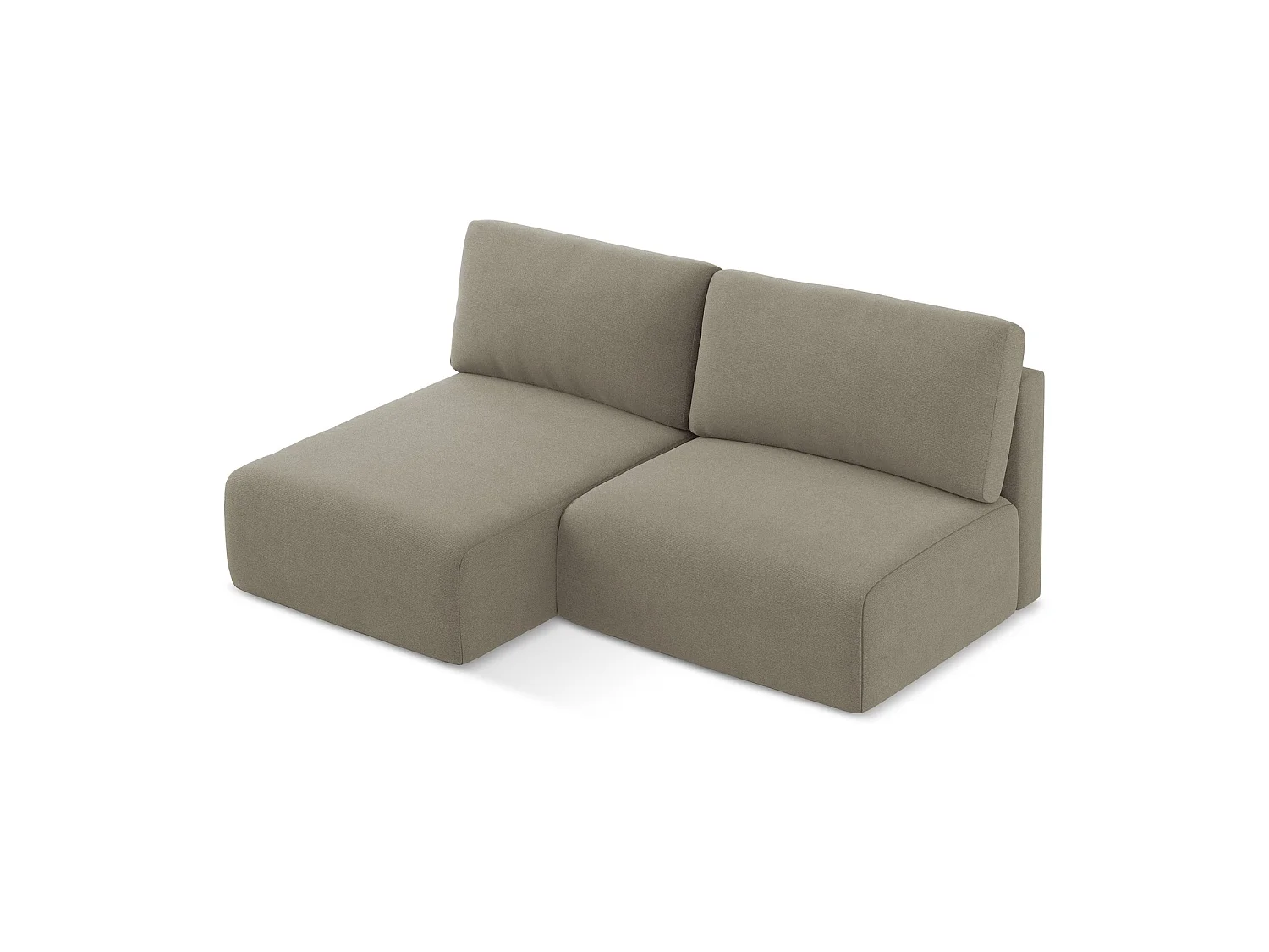 Canapé d’angle 3 places gauche convertible en tissu texturé - beige foncé - OSTIA