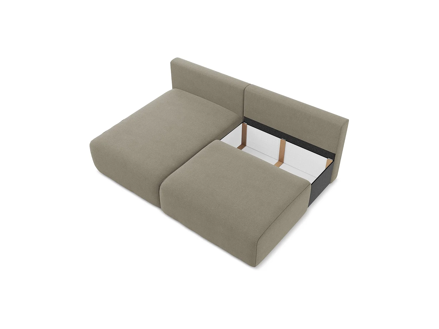 Canapé d’angle 3 places gauche convertible en tissu texturé - beige foncé - OSTIA