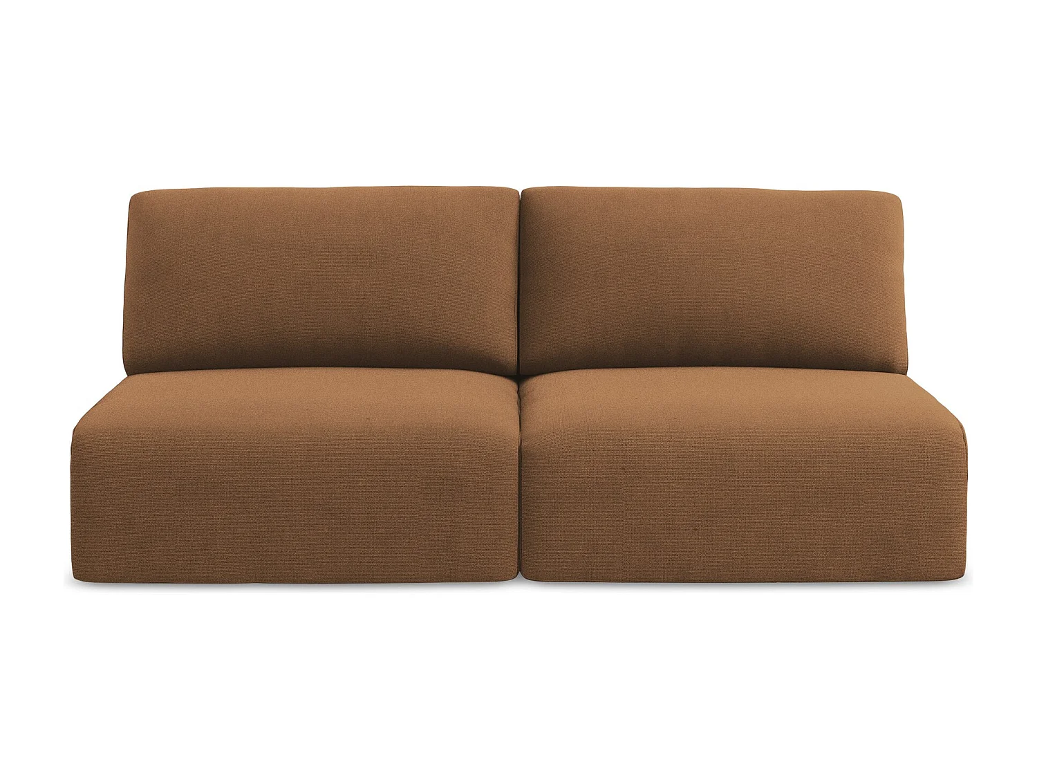 3-Sitzer Sofa ohne Armlehne mit Schlaffunktion - / - Strukturstoff - Terrakotta - KONA