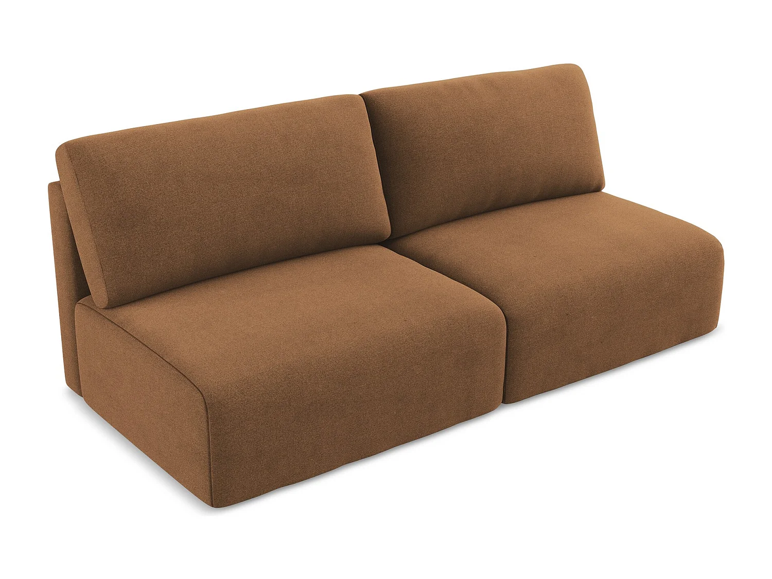 3-Sitzer Sofa ohne Armlehne mit Schlaffunktion - / - Strukturstoff - Terrakotta - KONA