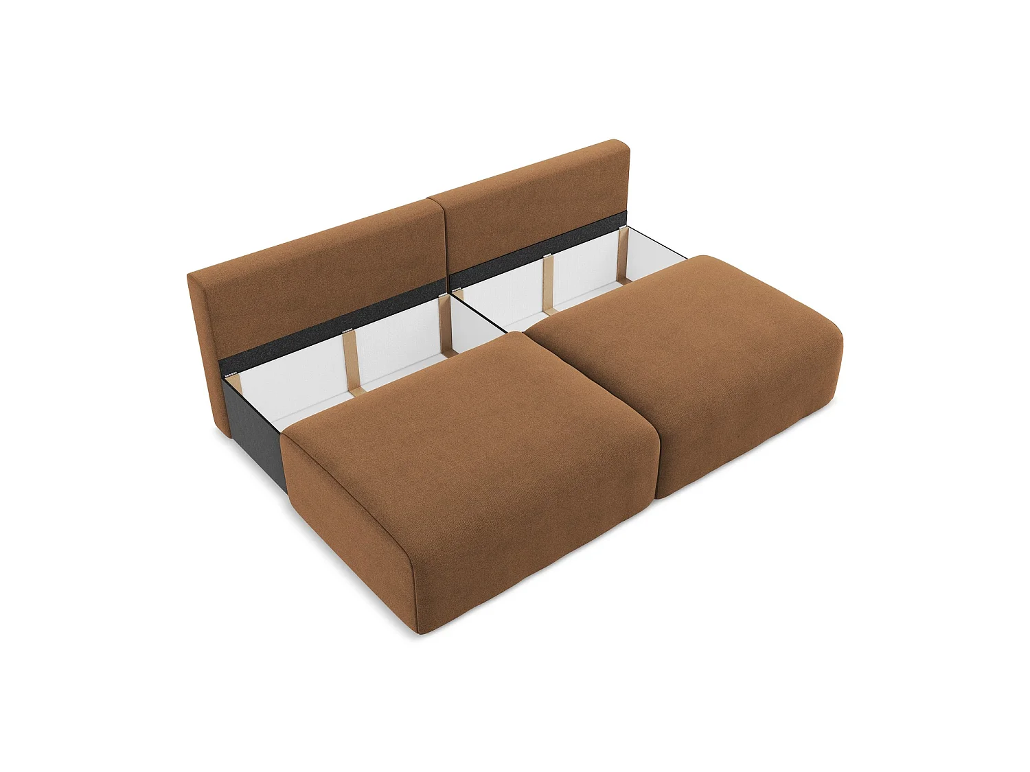Sofa 3-osobowa z funkcją spania - z tkaniny strukturalnej - terakota - OSTIA