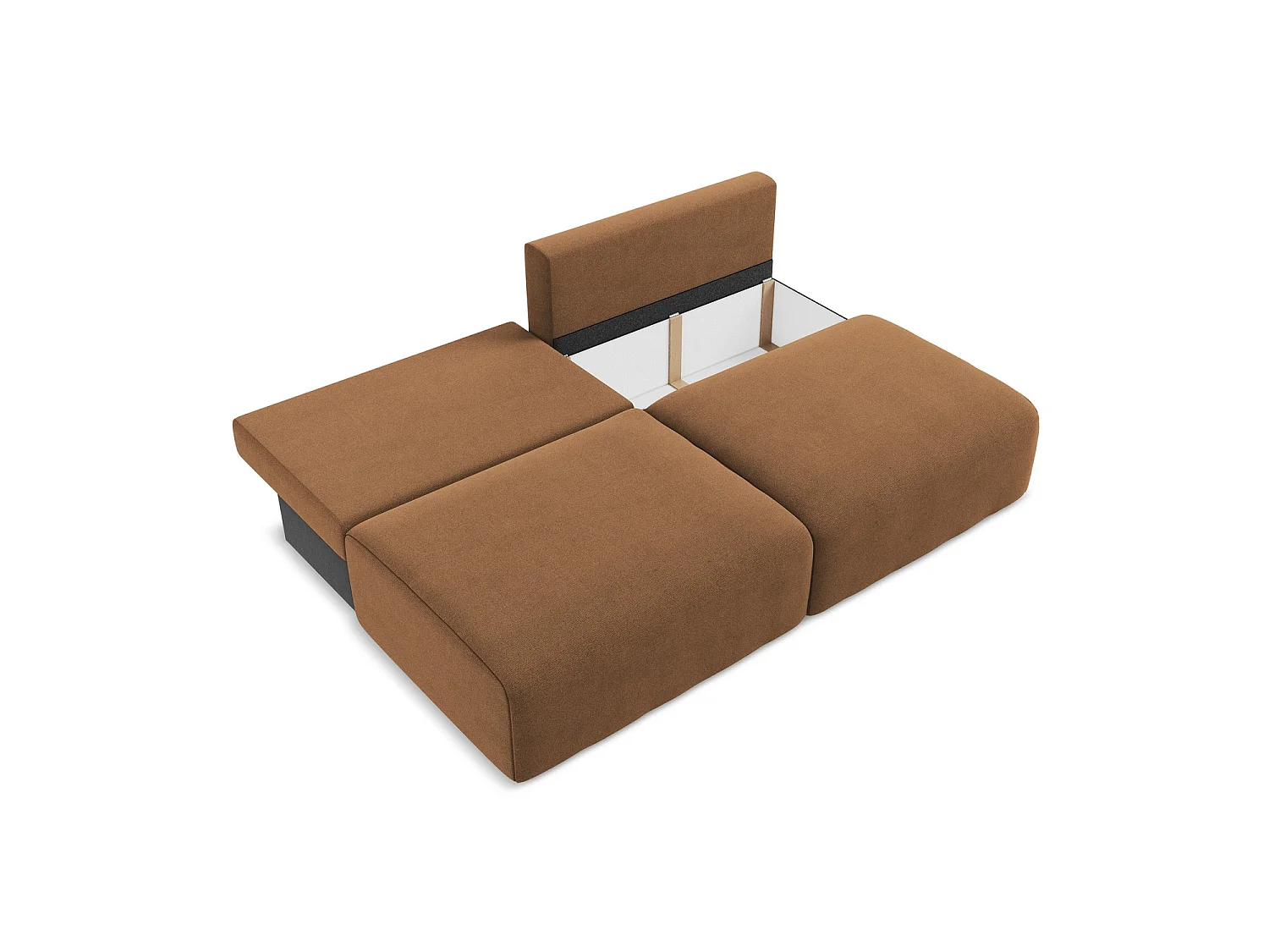 Sofa 3-osobowa z funkcją spania - z tkaniny strukturalnej - terakota - OSTIA