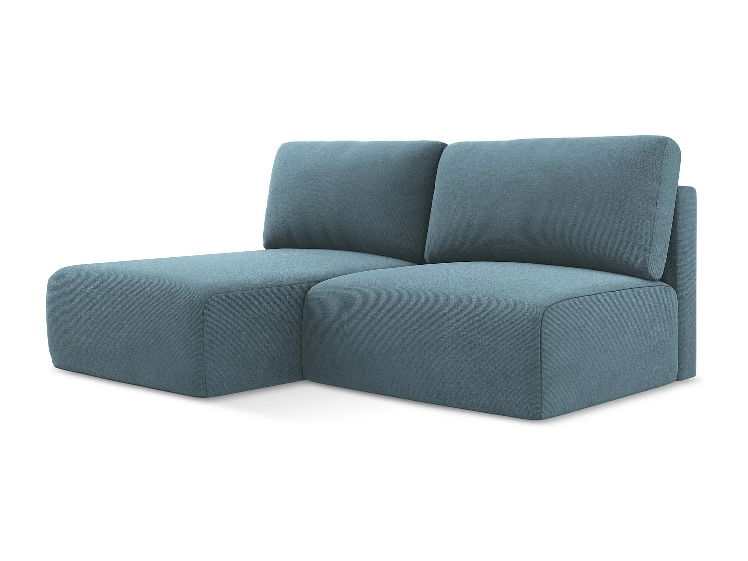 Sofá esquinero convertible sin reposabrazos 3 plazas izquierdo de tela texturizada azul claro - KONA