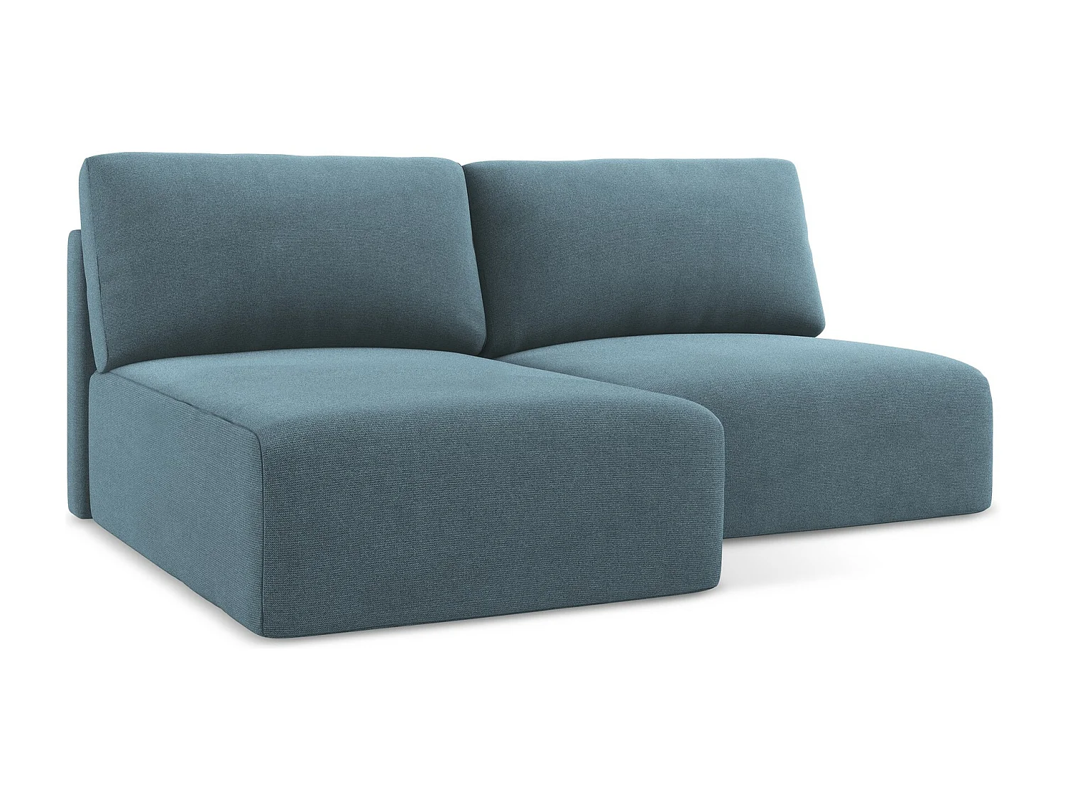 Sofá esquinero convertible sin reposabrazos 3 plazas izquierdo de tela texturizada azul claro - KONA