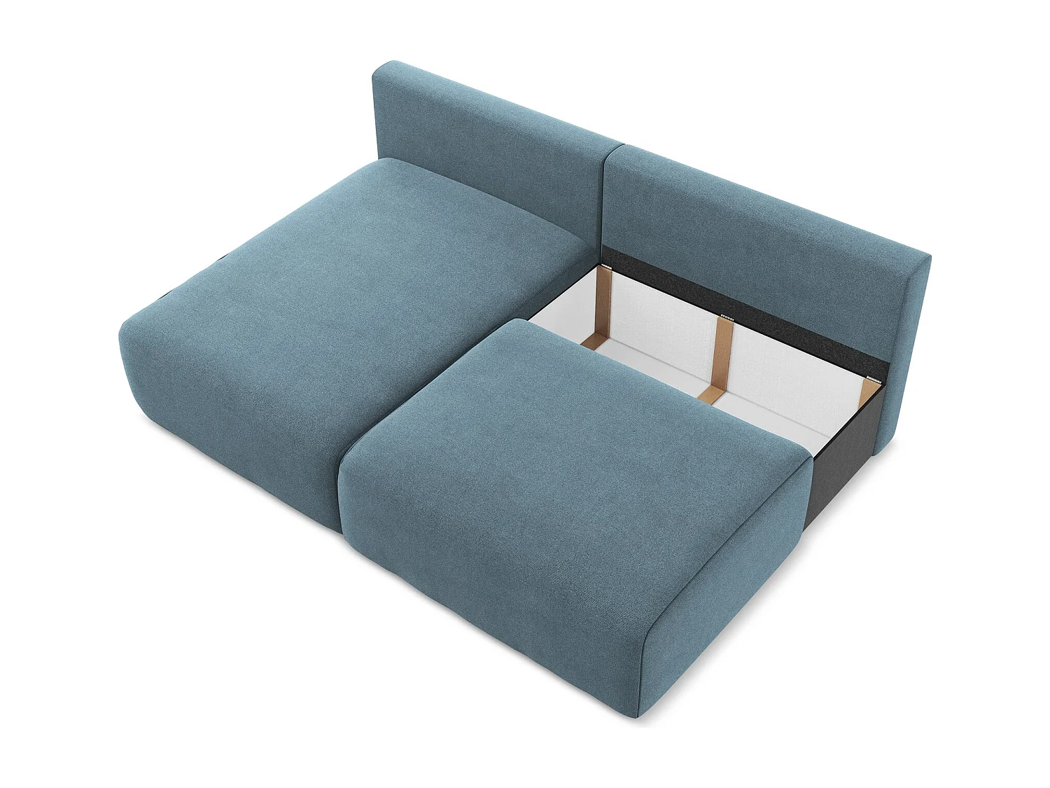 Ecksofa ohne Armlehne mit Schlaffunktion Links - Links - Strukturstoff - Hellblau - KONA