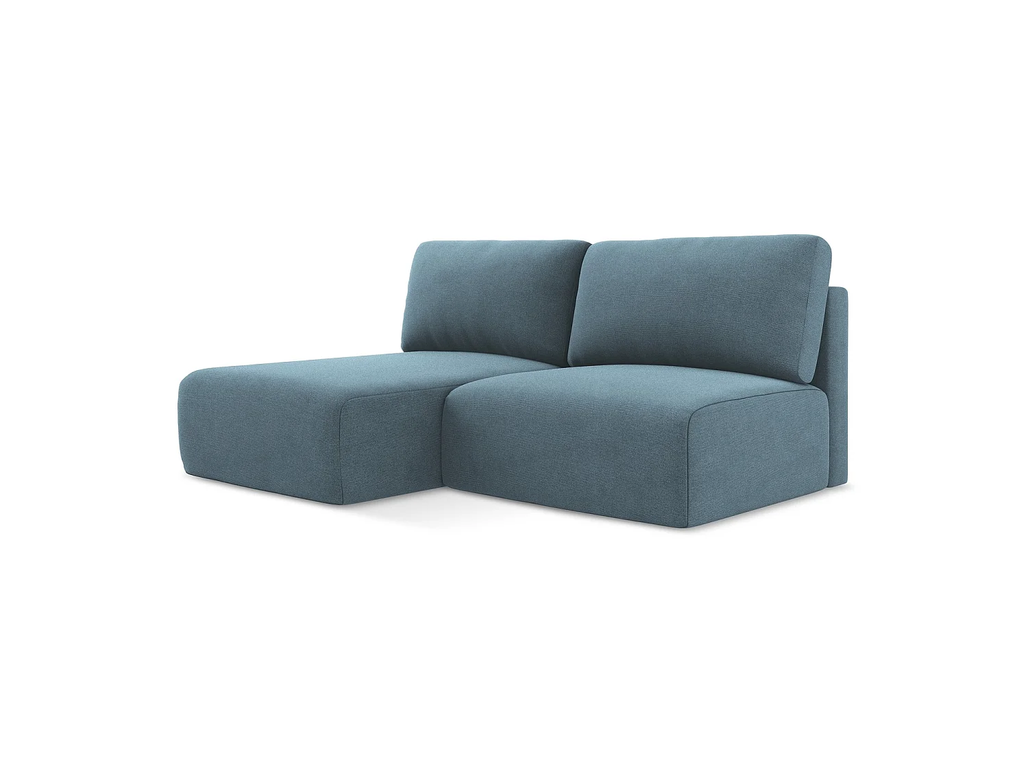 Canapé d’angle 3 places gauche convertible en tissu texturé - bleu clair - OSTIA