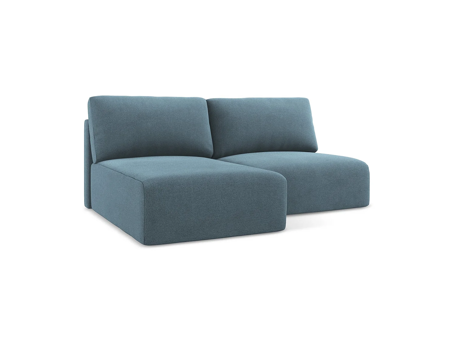 Canapé d’angle 3 places gauche convertible en tissu texturé - bleu clair - OSTIA