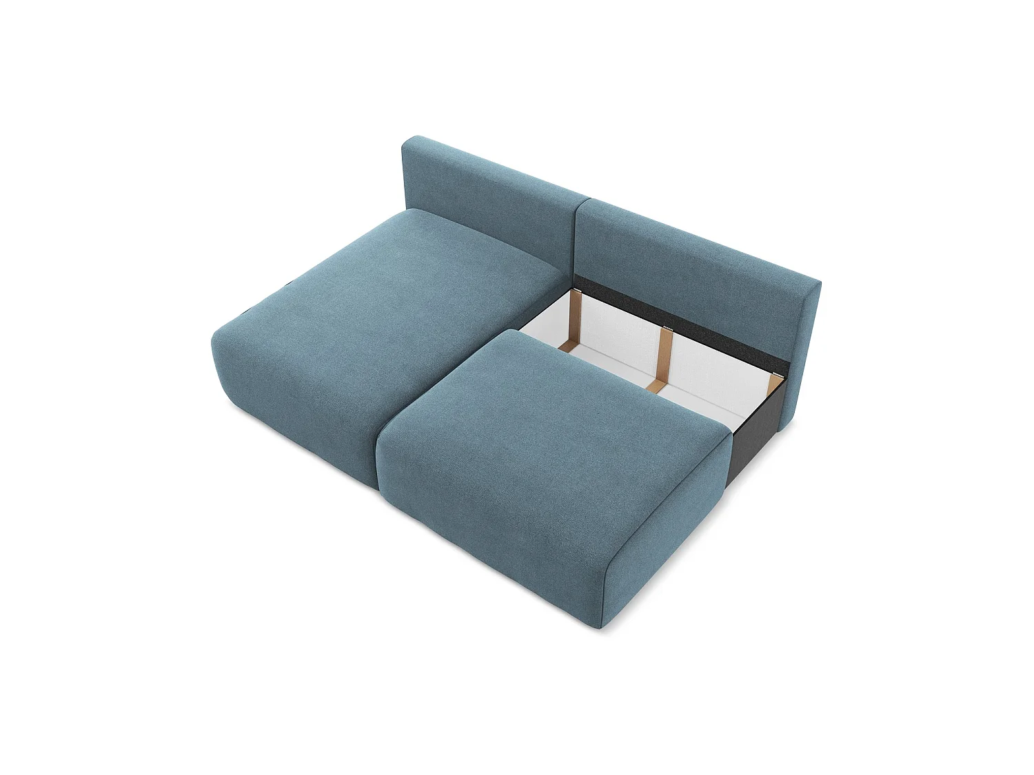 Canapé d’angle 3 places gauche convertible en tissu texturé - bleu clair - OSTIA