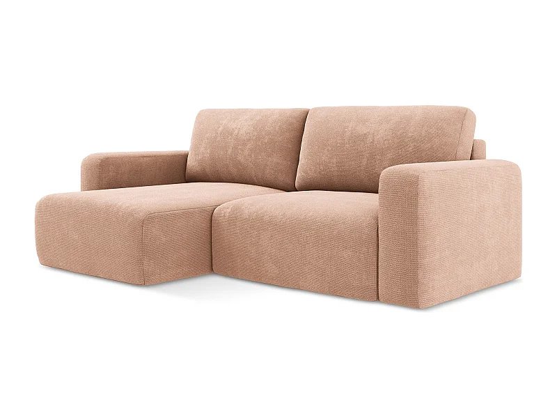 3-Sitzer Ecksofa mit Schlaffunktion - Ecke Links - Chenille - Pfirsich - KONA