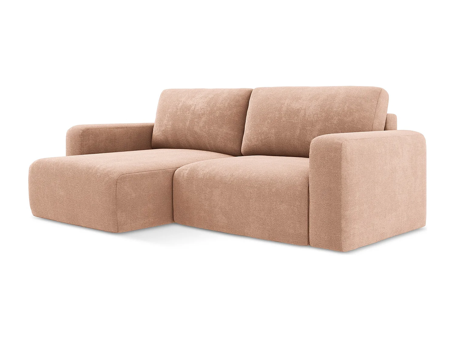 3-Sitzer Ecksofa mit Schlaffunktion - Ecke Links - Chenille - Pfirsich - KONA