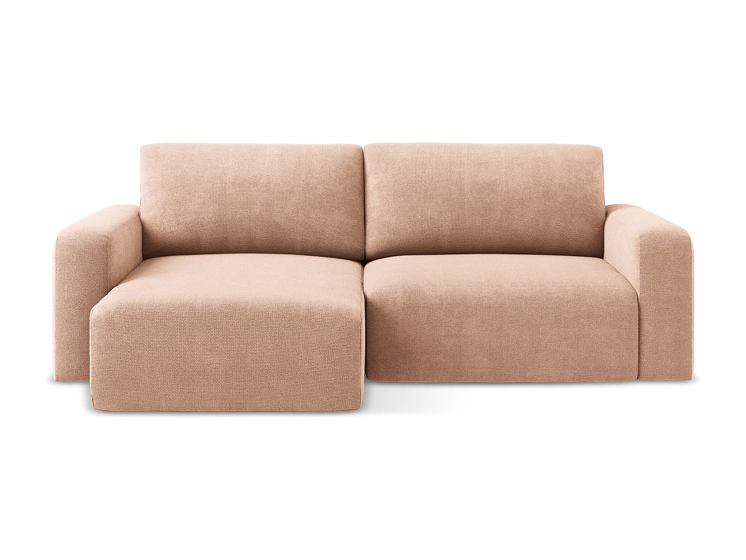 3-Sitzer Ecksofa mit Schlaffunktion - Ecke Links - Chenille - Pfirsich - KONA