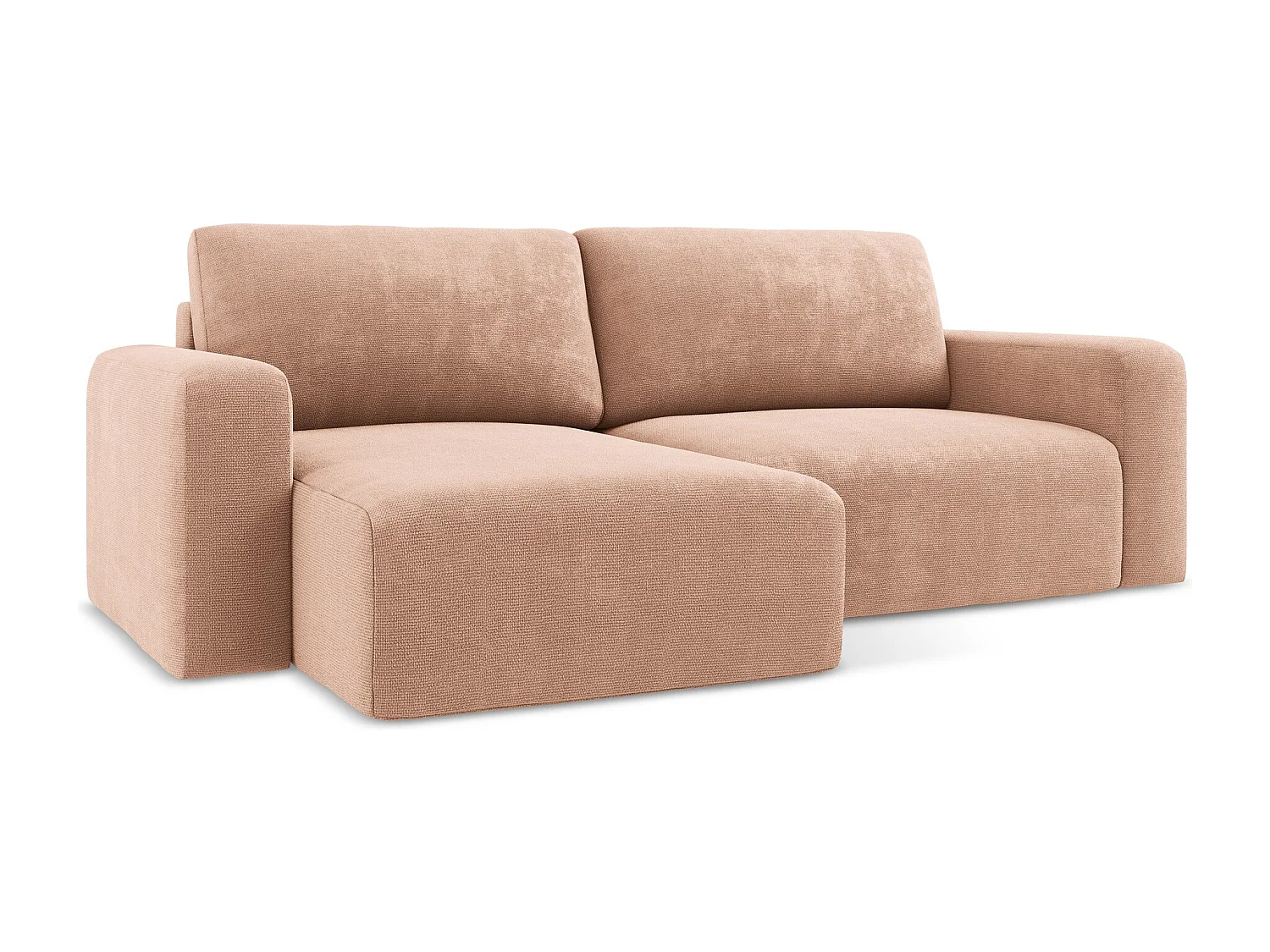 3-Sitzer Ecksofa mit Schlaffunktion - Ecke Links - Chenille - Pfirsich - KONA