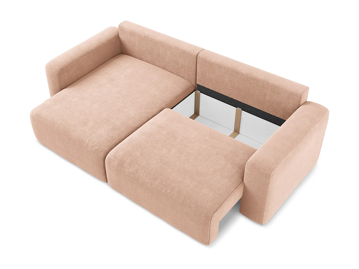 3-Sitzer Ecksofa mit Schlaffunktion - Ecke Links - Chenille - Pfirsich - KONA