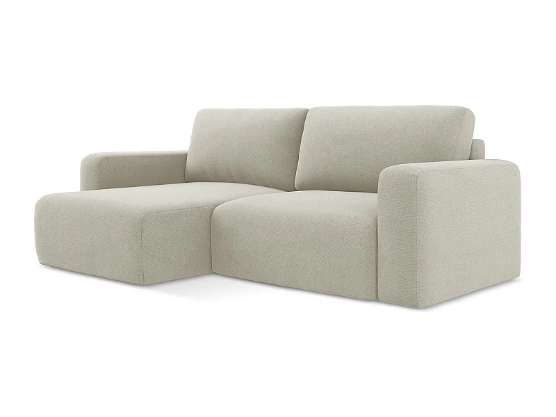 3-Sitzer Ecksofa mit Schlaffunktion - Ecke Links - Strukturstoff - Hell beige - KONA