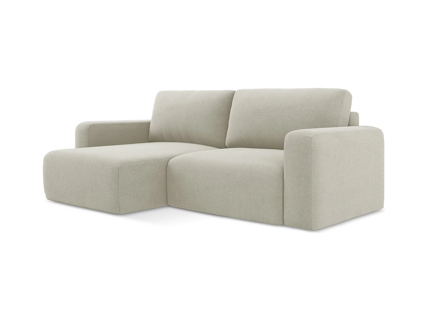 3-Sitzer Ecksofa mit Schlaffunktion - Ecke Links - Strukturstoff - Hell beige - KONA