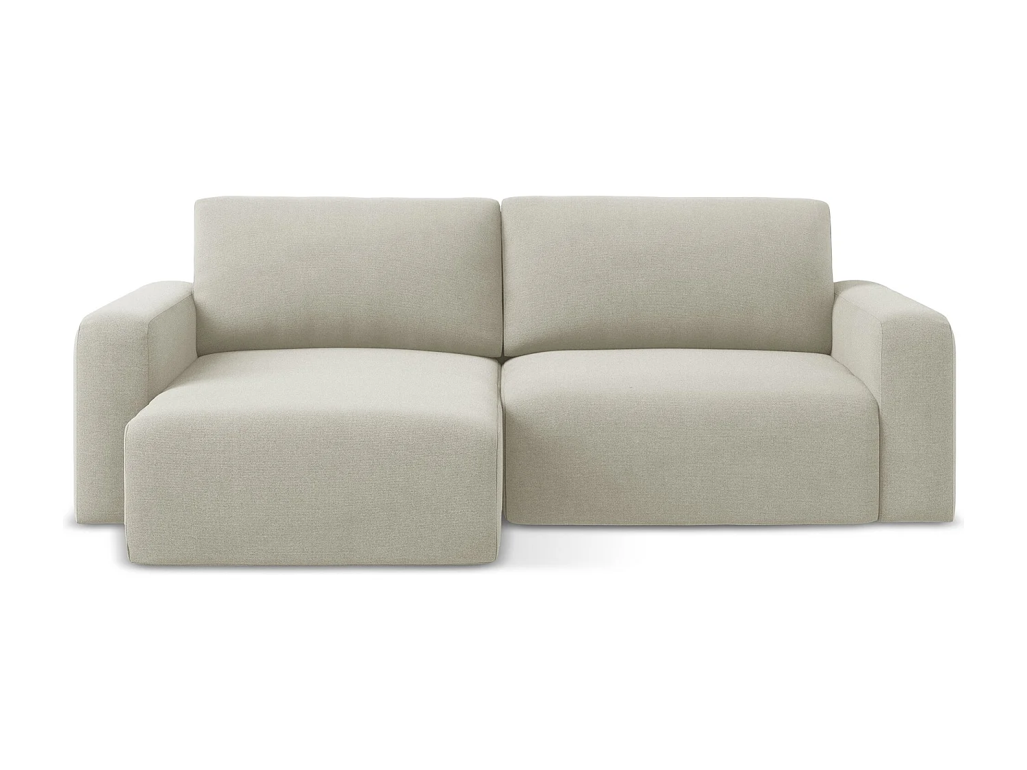 3-Sitzer Ecksofa mit Schlaffunktion - Ecke Links - Strukturstoff - Hell beige - KONA