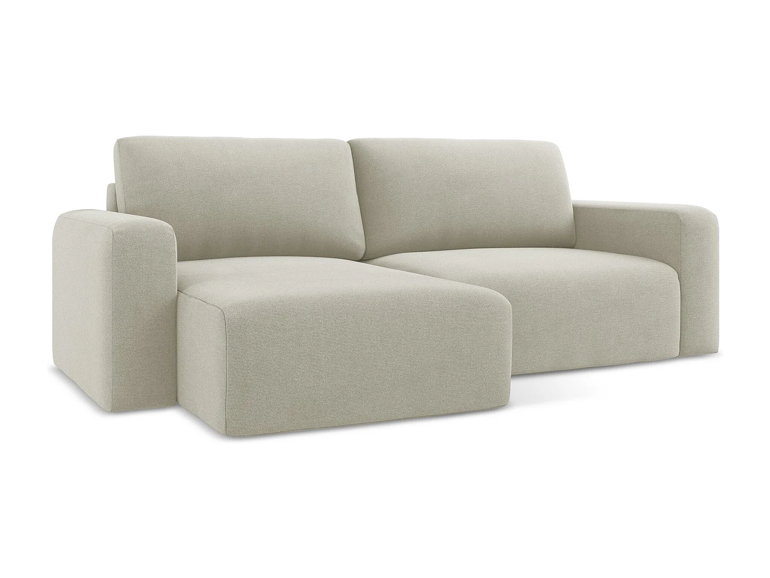 3-Sitzer Ecksofa mit Schlaffunktion - Ecke Links - Strukturstoff - Hell beige - KONA