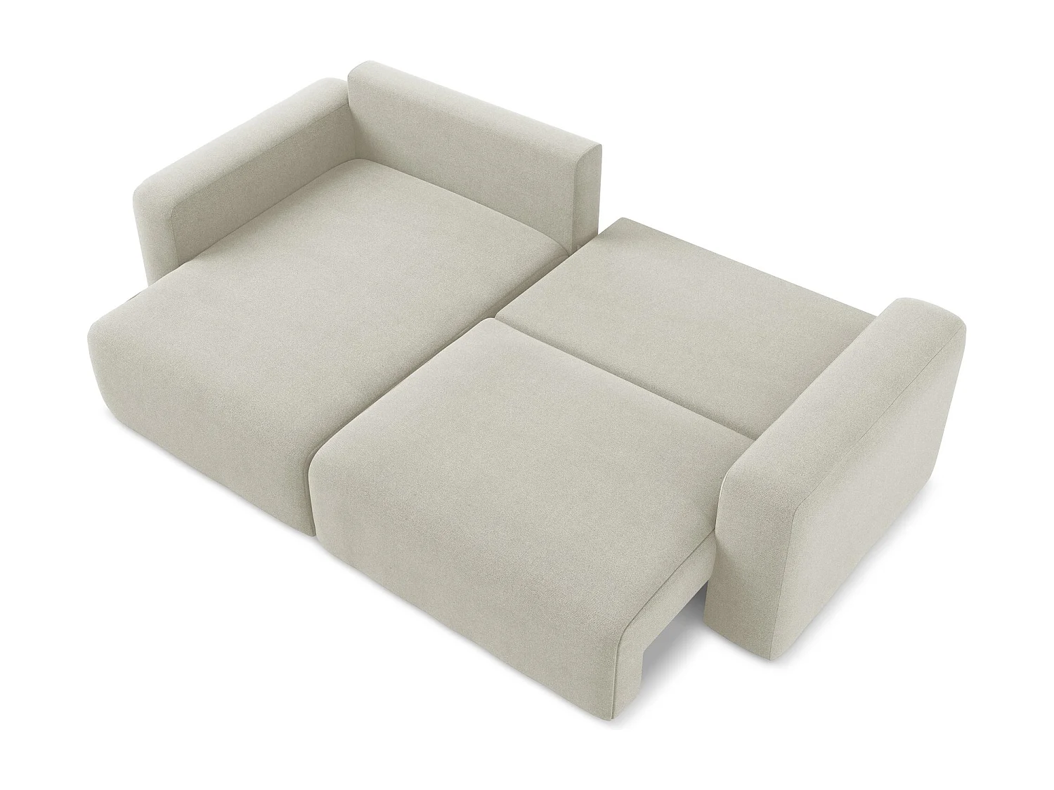 3-Sitzer Ecksofa mit Schlaffunktion - Ecke Links - Strukturstoff - Hell beige - KONA