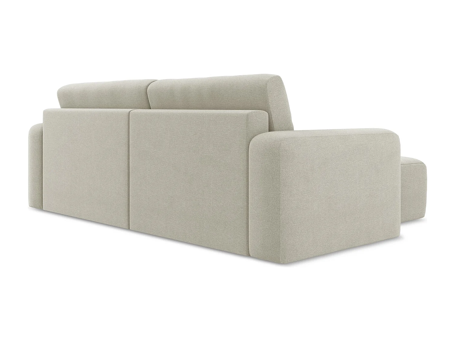 3-Sitzer Ecksofa mit Schlaffunktion - Ecke Links - Strukturstoff - Hell beige - KONA