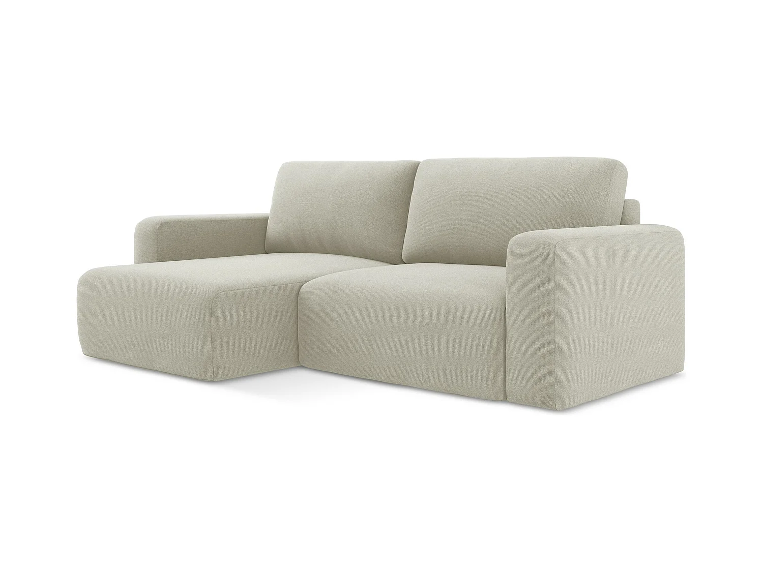 Sofá esquinero convertible 3 plazas izquierdo de tela texturizada beige claro - KONA