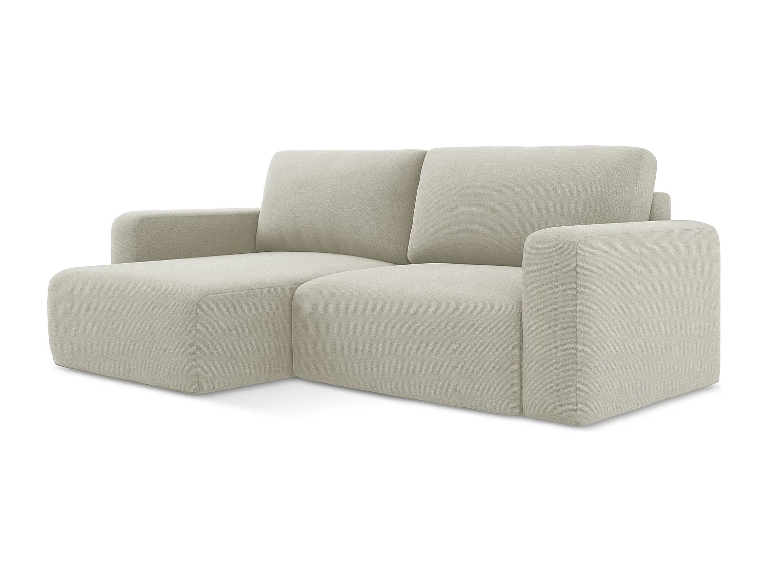 3-Sitzer Ecksofa mit Schlaffunktion - Ecke Links - Strukturstoff - Hell beige - KONA