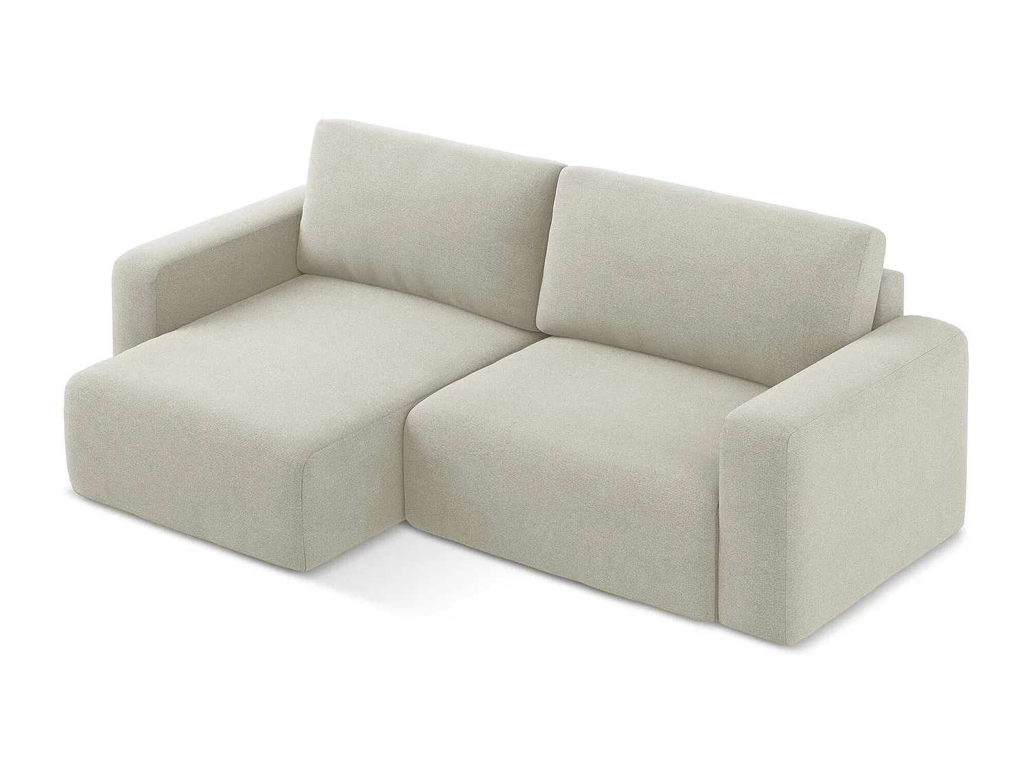 3-Sitzer Ecksofa mit Schlaffunktion - Ecke Links - Strukturstoff - Hell beige - KONA