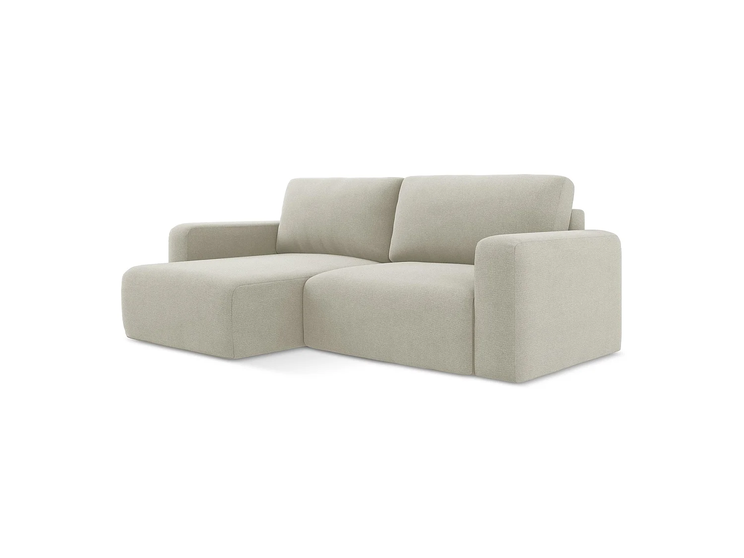 Canapé d’angle 3 places gauche convertible en tissu texturé - beige clair - OSTIA