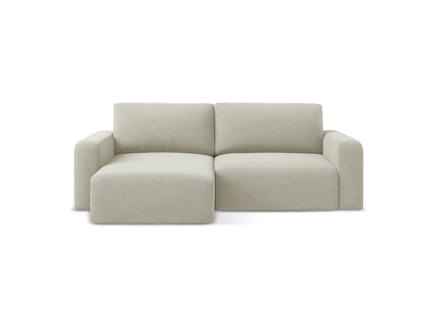 Canapé d’angle 3 places gauche convertible en tissu texturé - beige clair - OSTIA