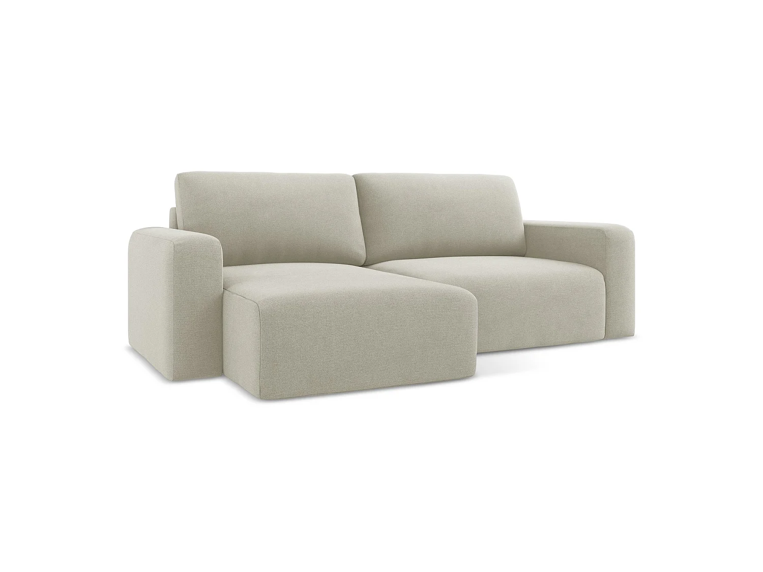 Canapé d’angle 3 places gauche convertible en tissu texturé - beige clair - OSTIA