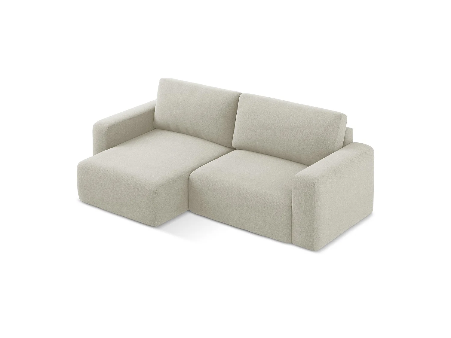 Canapé d’angle 3 places gauche convertible en tissu texturé - beige clair - OSTIA