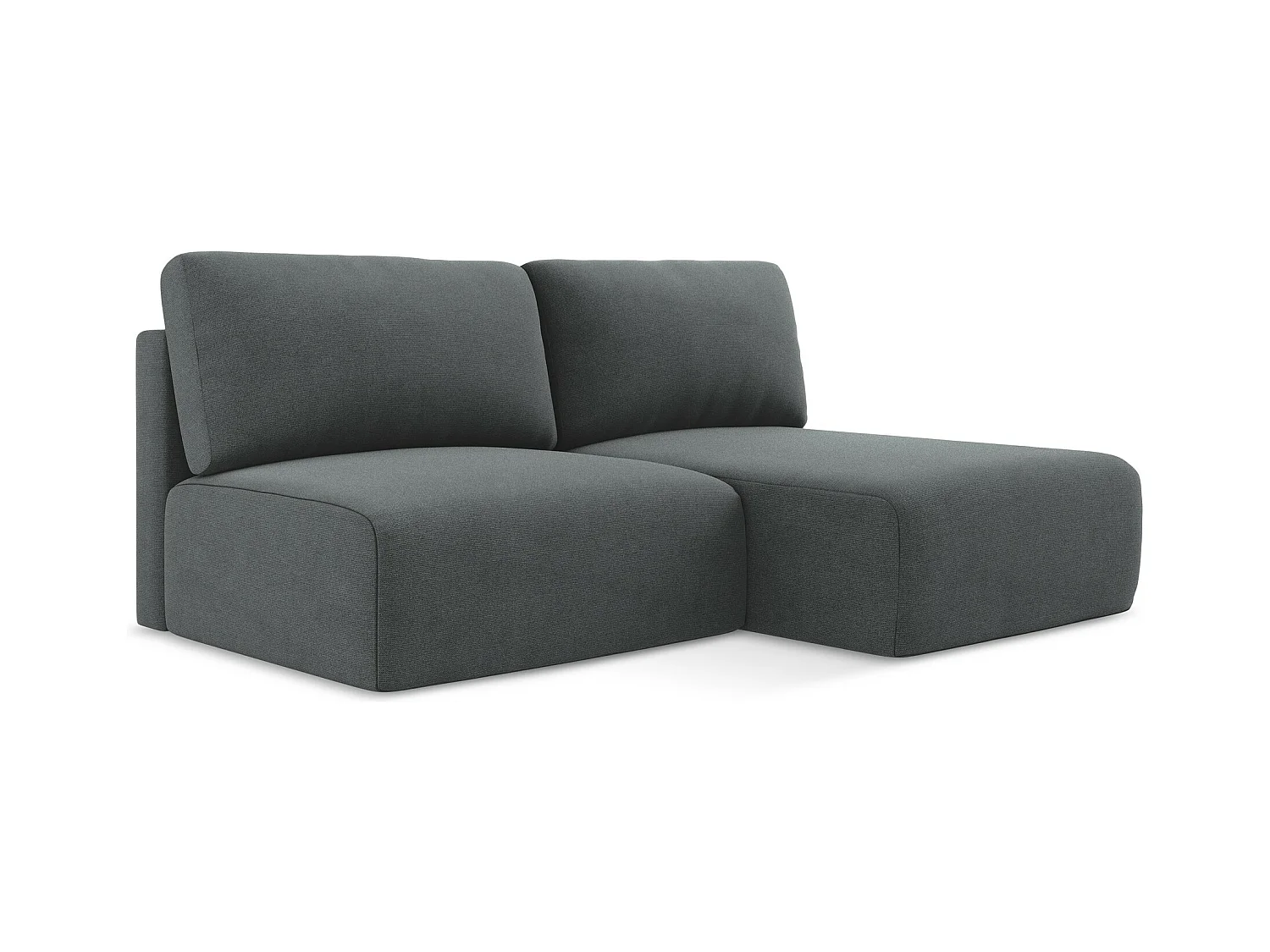 Canapé d’angle 3 places droit sans accoudoir convertible en Strukturstoff - gris - KONA