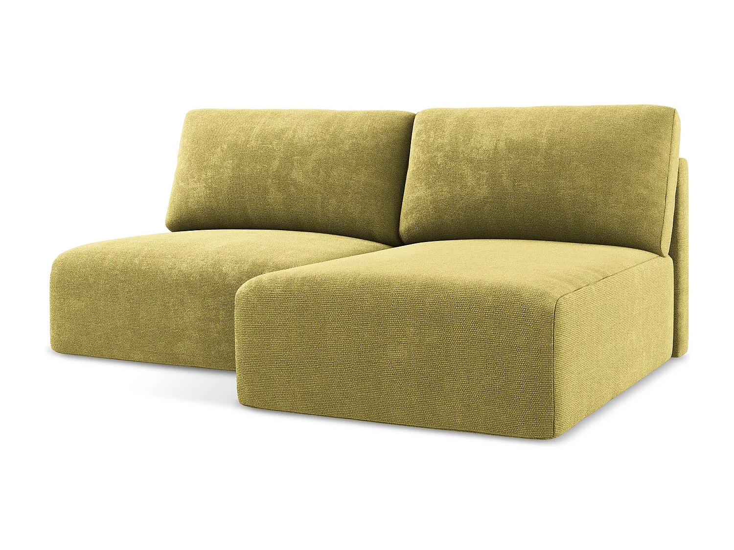 Canapé d’angle 3 places droit sans accoudoir convertible en Chenille - vert citron - KONA