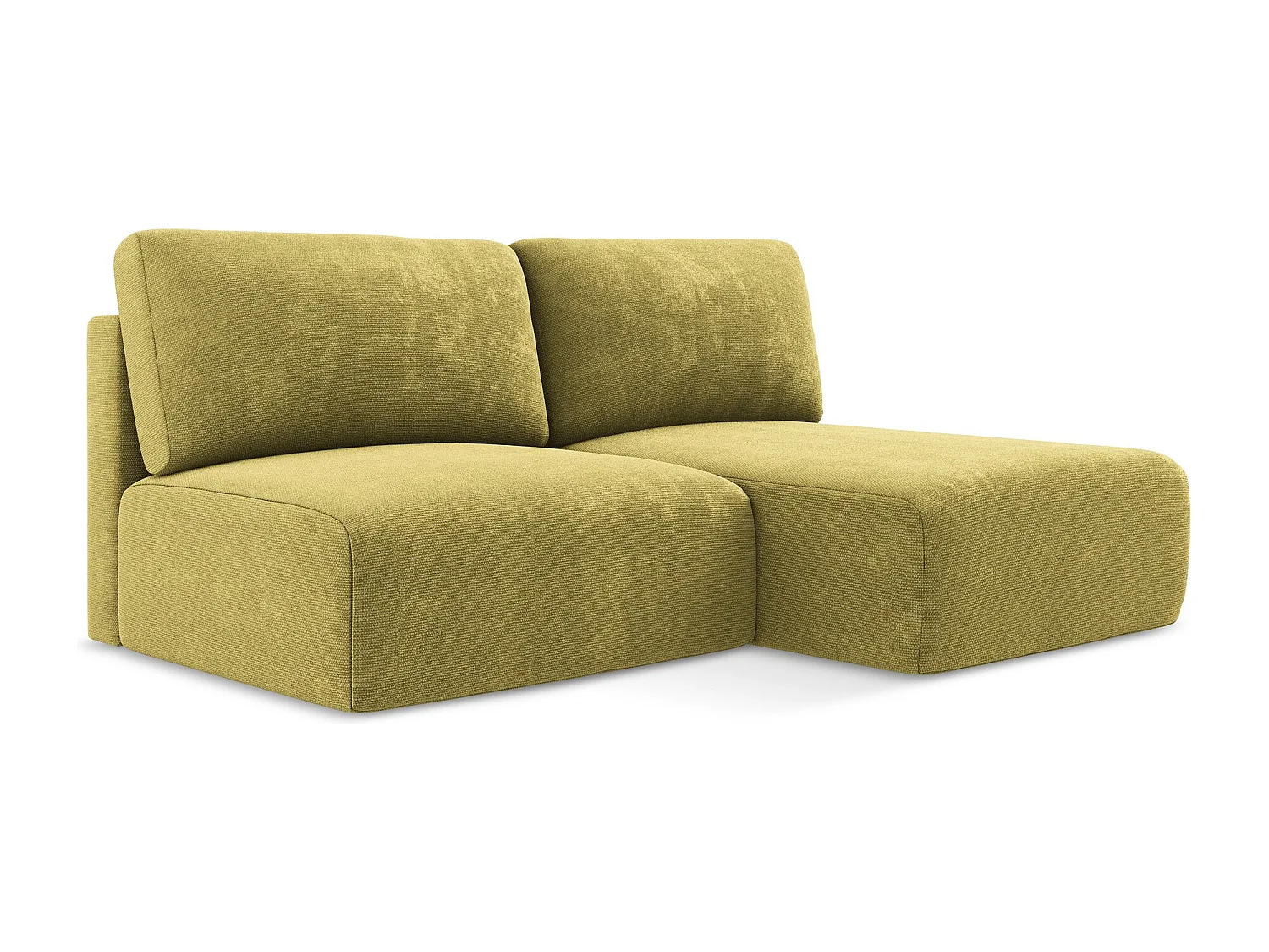 Canapé d’angle 3 places droit sans accoudoir convertible en Chenille - vert citron - KONA