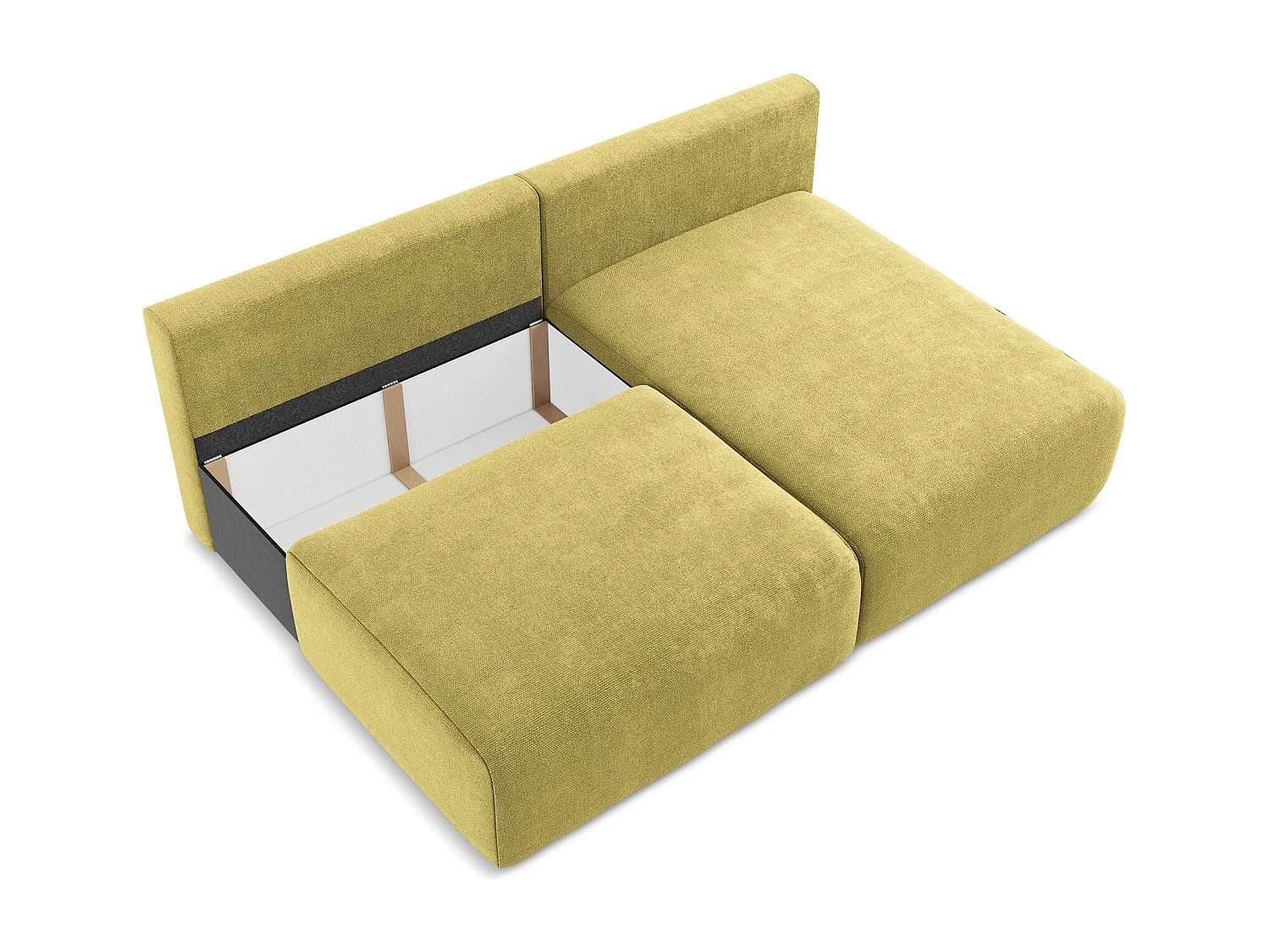 Canapé d’angle 3 places droit sans accoudoir convertible en Chenille - vert citron - KONA