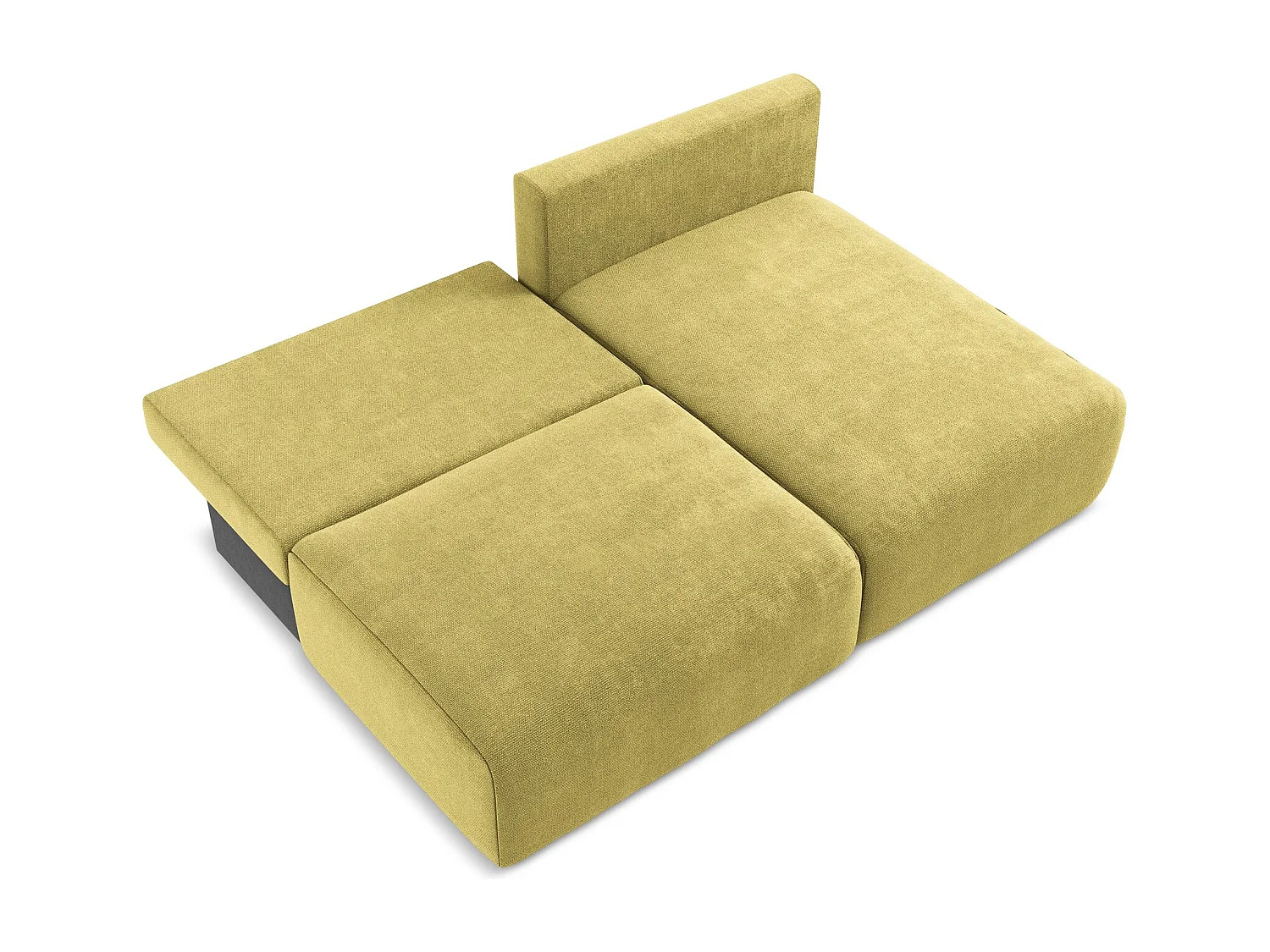 Canapé d’angle 3 places droit sans accoudoir convertible en Chenille - vert citron - KONA