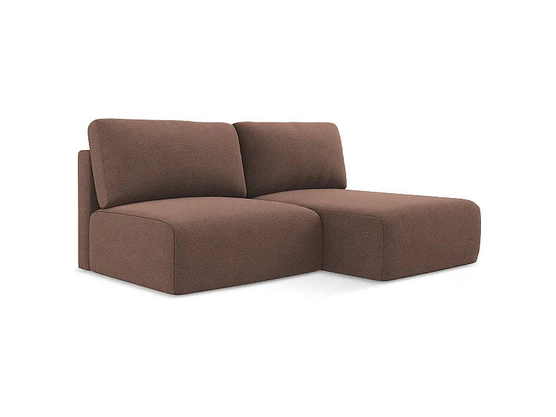 Ecksofa ohne Armlehne mit Schlaffunktion Rechts - Rechts - Strukturstoff - Puderrosa - KONA