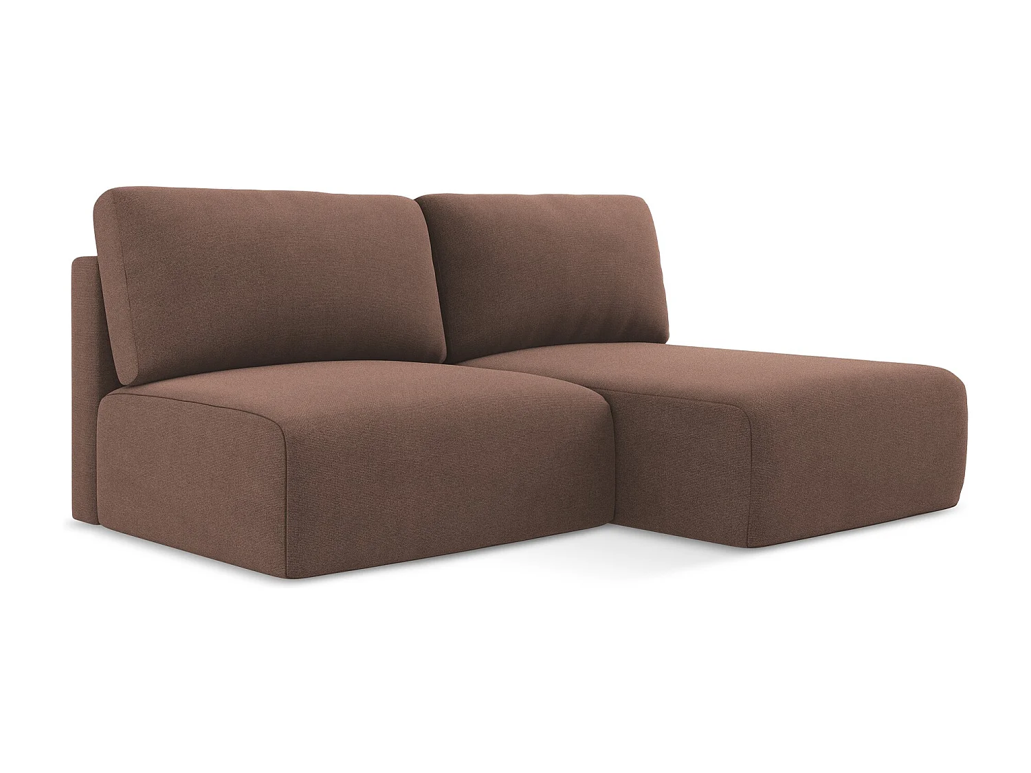 Ecksofa ohne Armlehne mit Schlaffunktion Rechts - Rechts - Strukturstoff - Puderrosa - KONA
