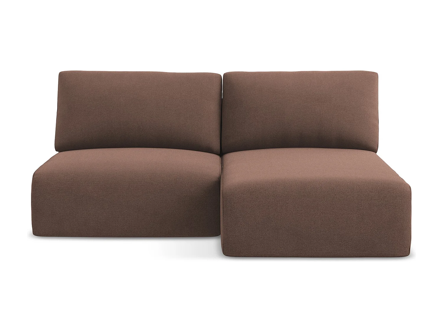 Ecksofa ohne Armlehne mit Schlaffunktion Rechts - Rechts - Strukturstoff - Puderrosa - KONA